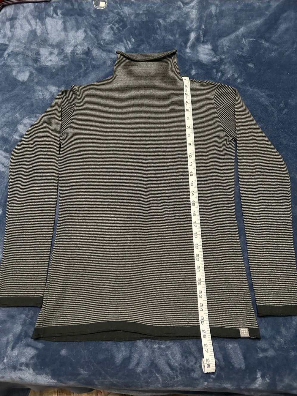 Title Nine Black and Gray Striped Turtleneck Sweater